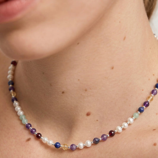 Pearl DNA Profile Necklace, worn