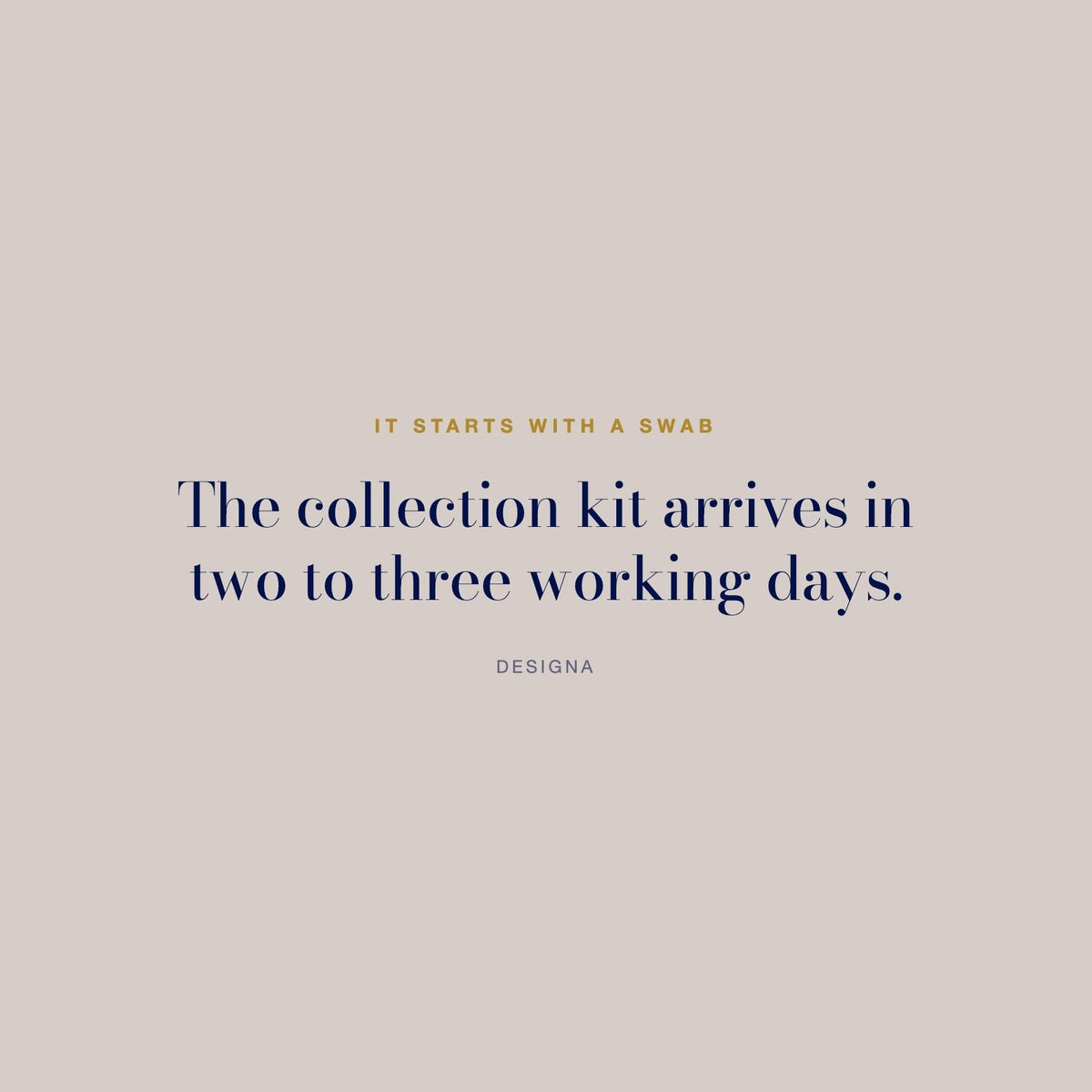 DesigNA card. It starts with a swab: The collection kit arrives in two to three working days.
