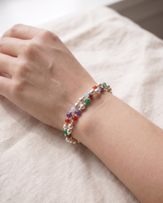 Twisted Silver Bracelet worn on the wrist