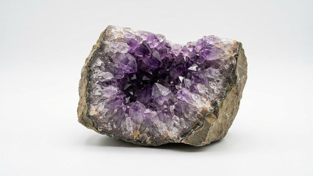 Amethyst jewellery: the amethyst closing a DesigNA twisted pearl DNA profile bracelet at the clasp end