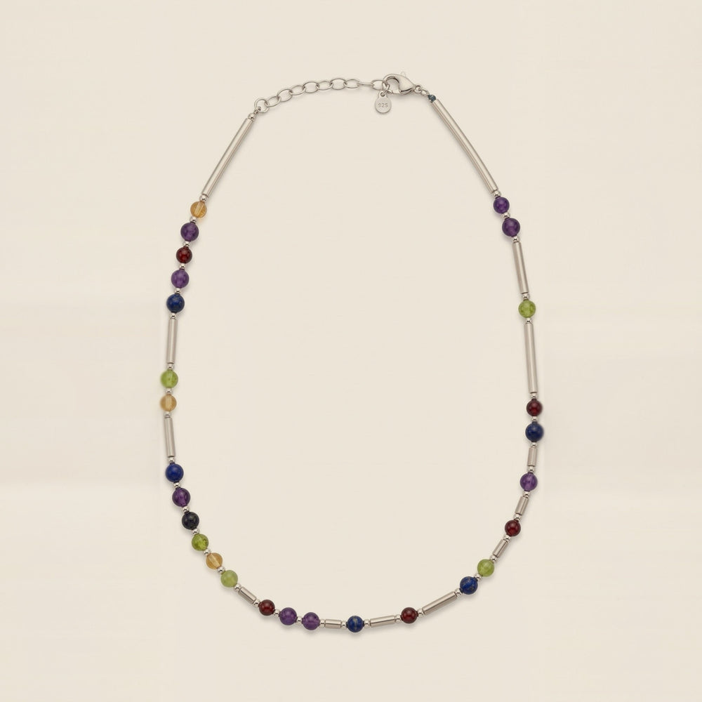 Silver DNA Profile Necklace, flat lay