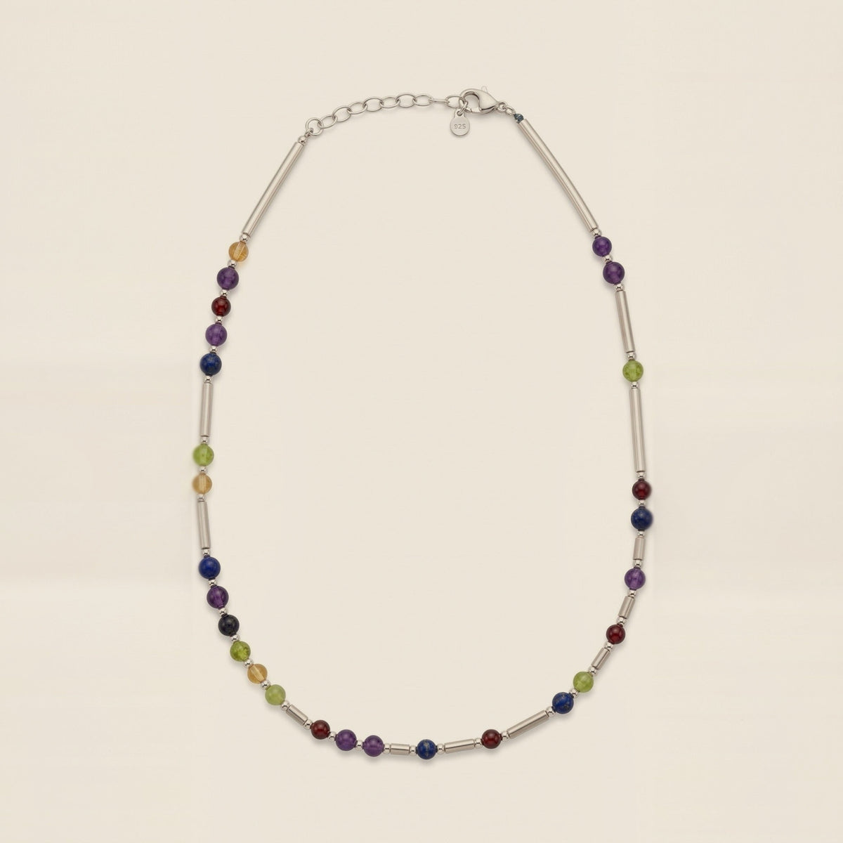 Silver DNA Profile Necklace, flat lay