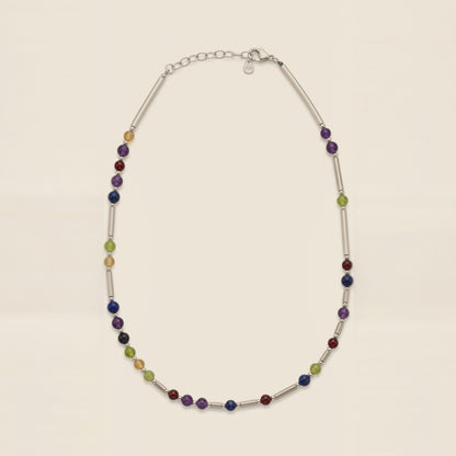 Silver DNA Profile Necklace, flat lay