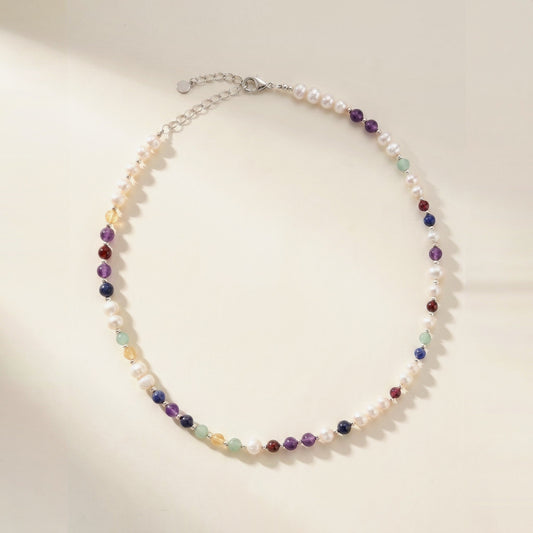Pearl DNA Profile Necklace, flat lay