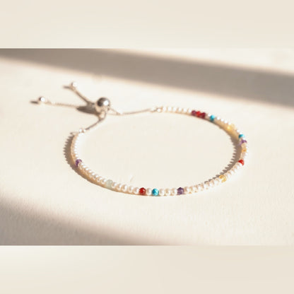 Spider Pearl Clasp DNA Profile Bracelet, flat lay