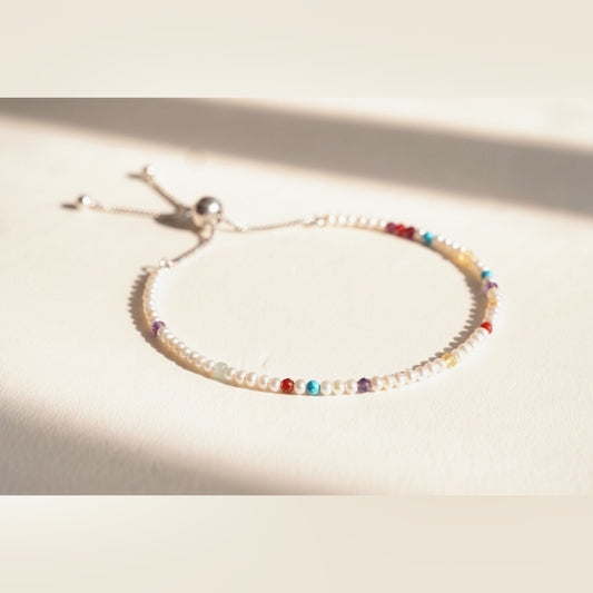 Spider Pearl Clasp DNA Profile Bracelet, flat lay