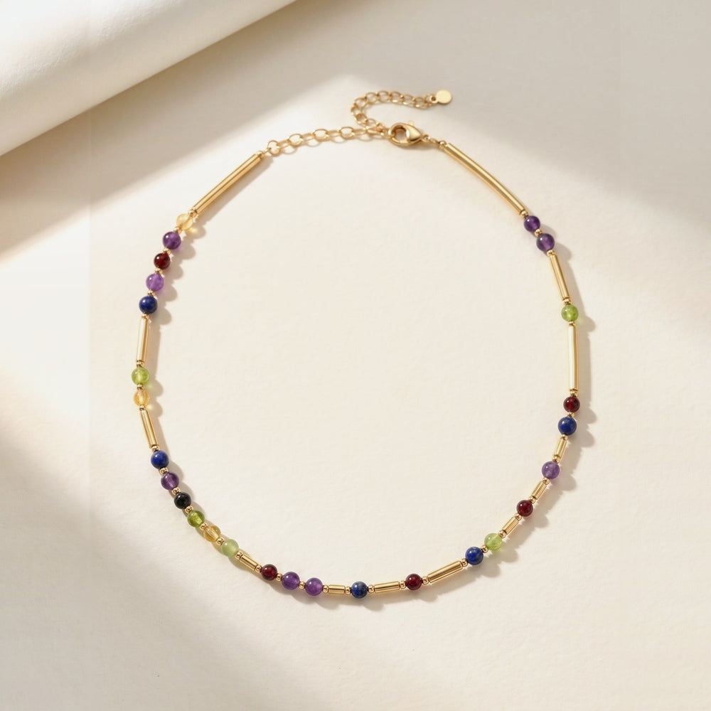 Gold DNA Profile Necklace, flat lay