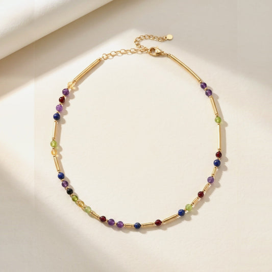 Gold DNA Profile Necklace, flat lay