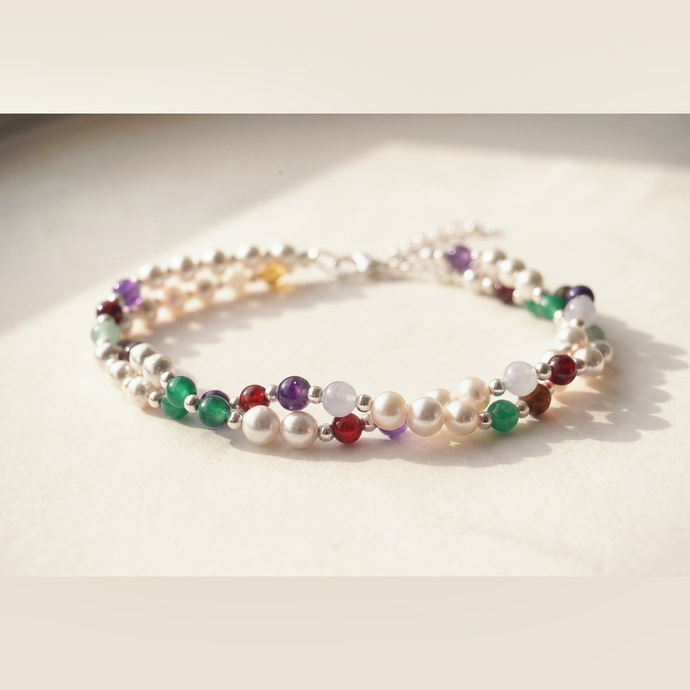 Twisted Pearl DNA Profile Bracelet, flat lay