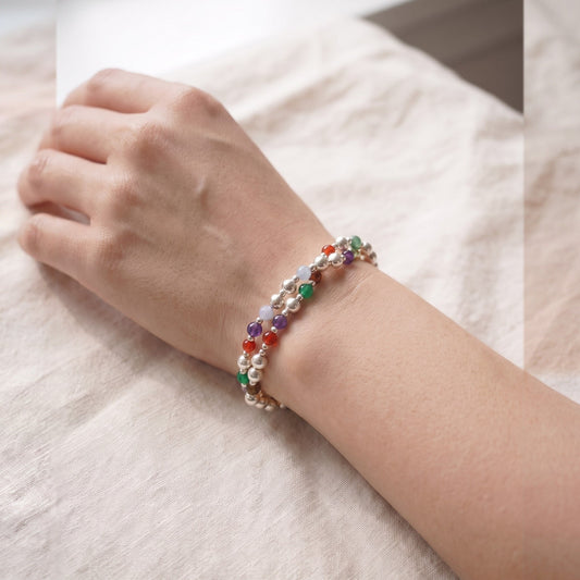Twisted Silver DNA Profile Bracelet, worn