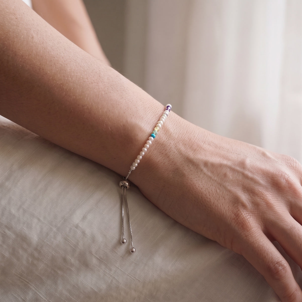 Spider Pearl Clasp DNA Profile Bracelet, worn