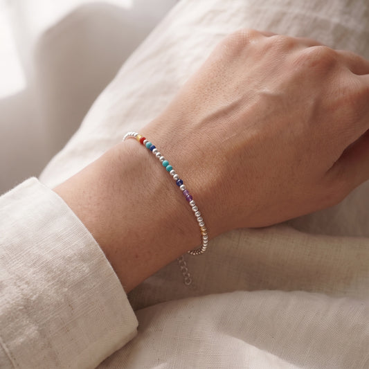 Silver Clasp DNA Profile Bracelet, worn