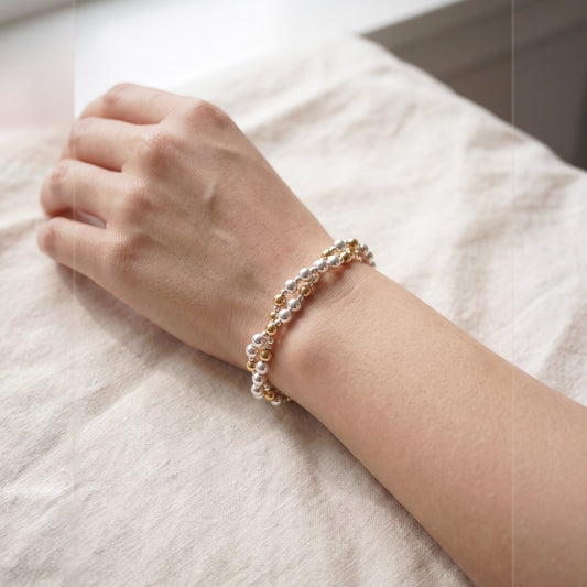 Twisted Silver and Gold DNA Profile Bracelet, worn