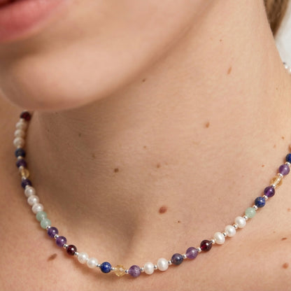 Pearl DNA Profile Necklace, worn