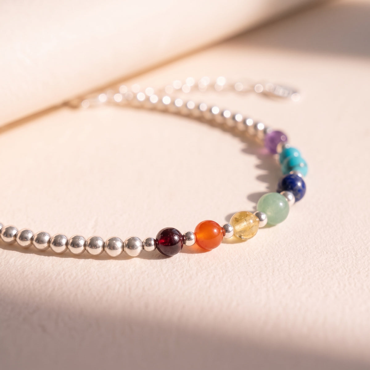 Silver Clasp DNA Profile Bracelet, close up of the strand