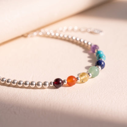 Silver Clasp DNA Profile Bracelet, close up of the strand