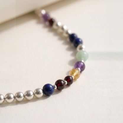Silver Sphere DNA Profile Necklace, close up of the strand