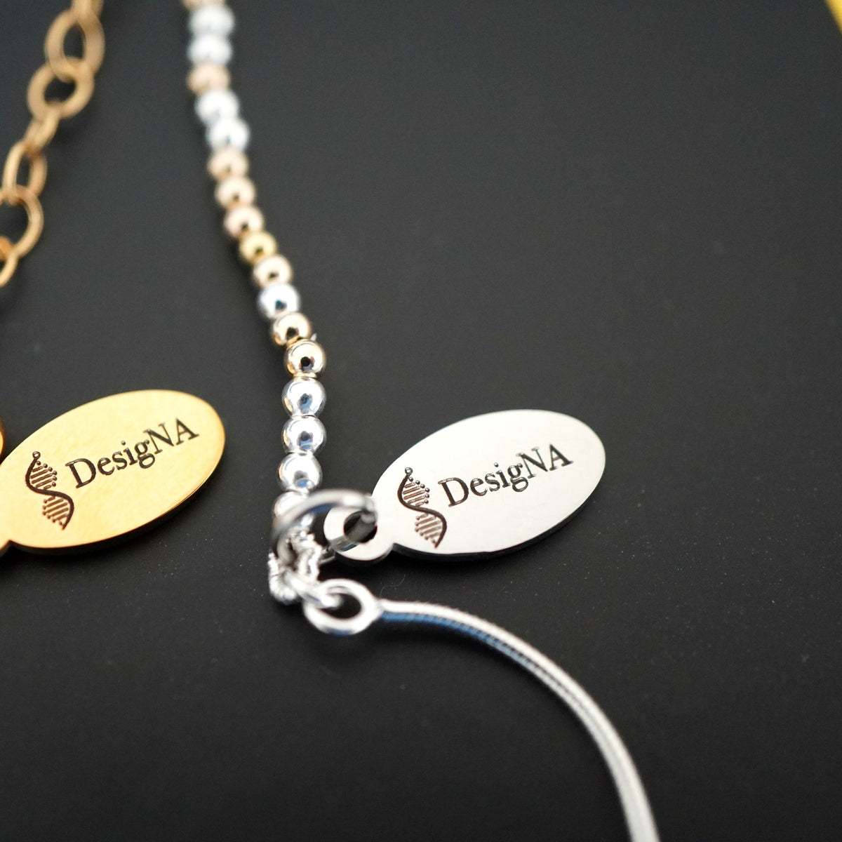 Twisted Silver and Gold DNA Profile Bracelet, clasp detail