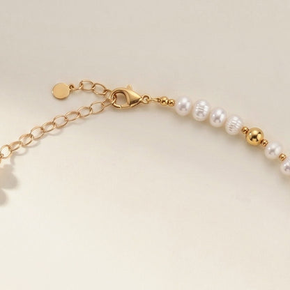 Pearl and Gold Pattern DNA Profile Necklace, clasp detail