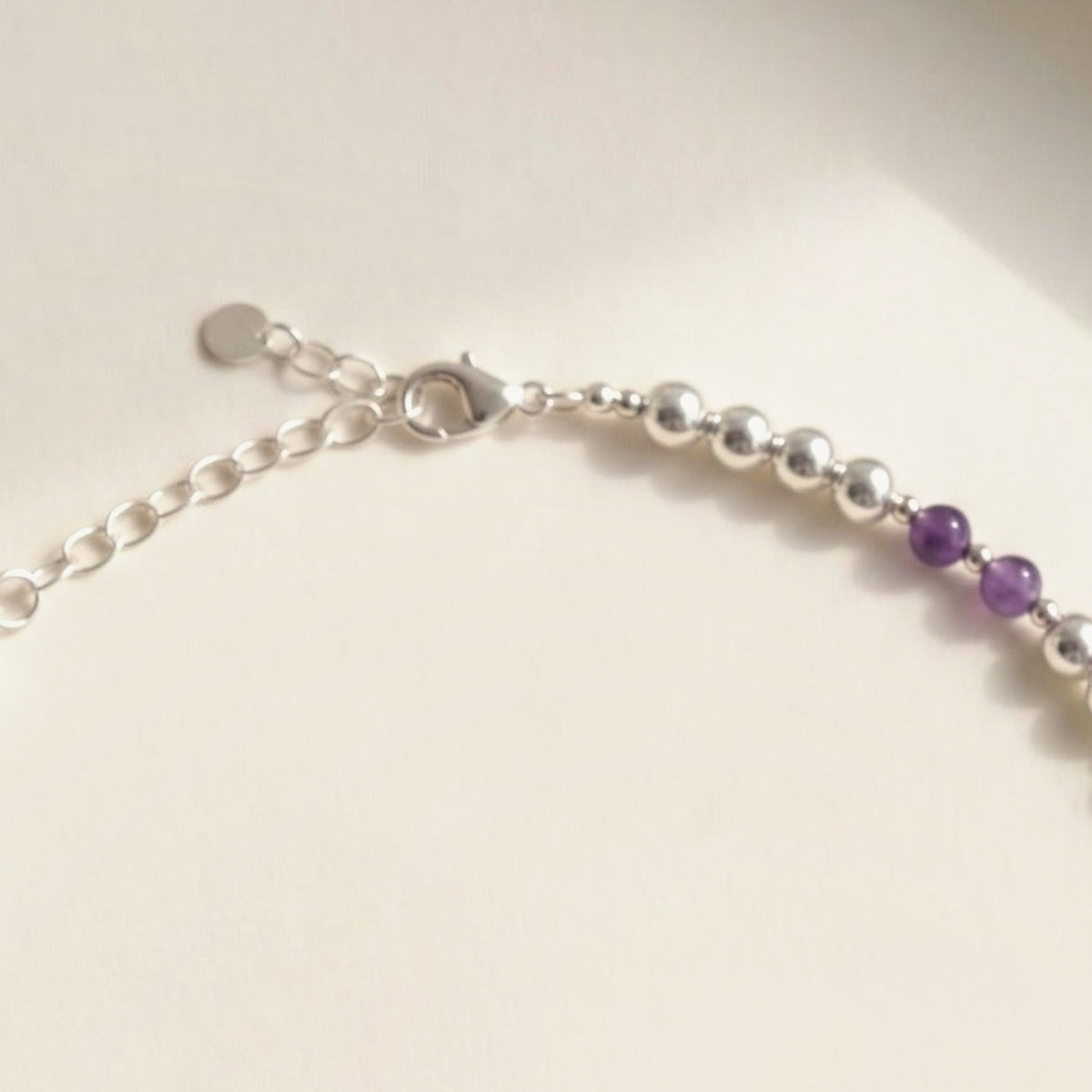Silver Sphere DNA Profile Necklace, clasp detail
