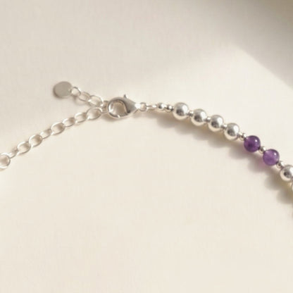 Silver Sphere DNA Profile Necklace, clasp detail