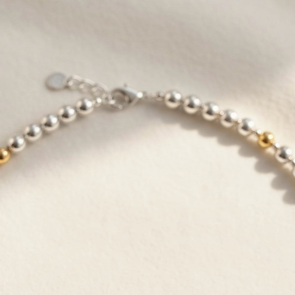 Silver and Gold Pattern DNA Profile Necklace, clasp detail
