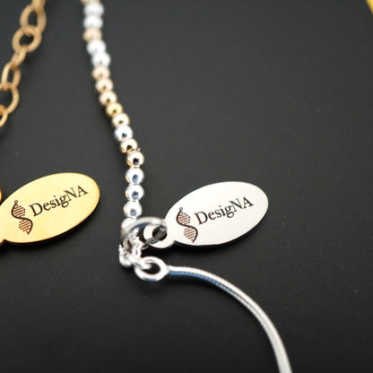 Silver and Gold Clasp DNA Profile Bracelet, clasp detail