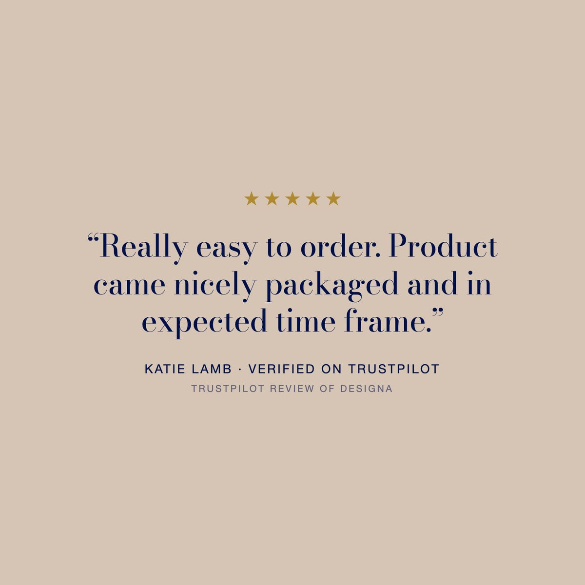 Five star Trustpilot review of DesigNA from Katie Lamb