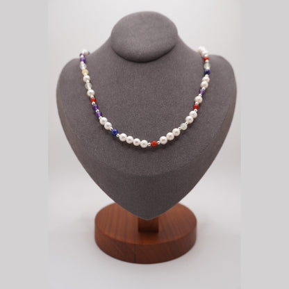 Front view of the Pearl DNA Profile Necklace