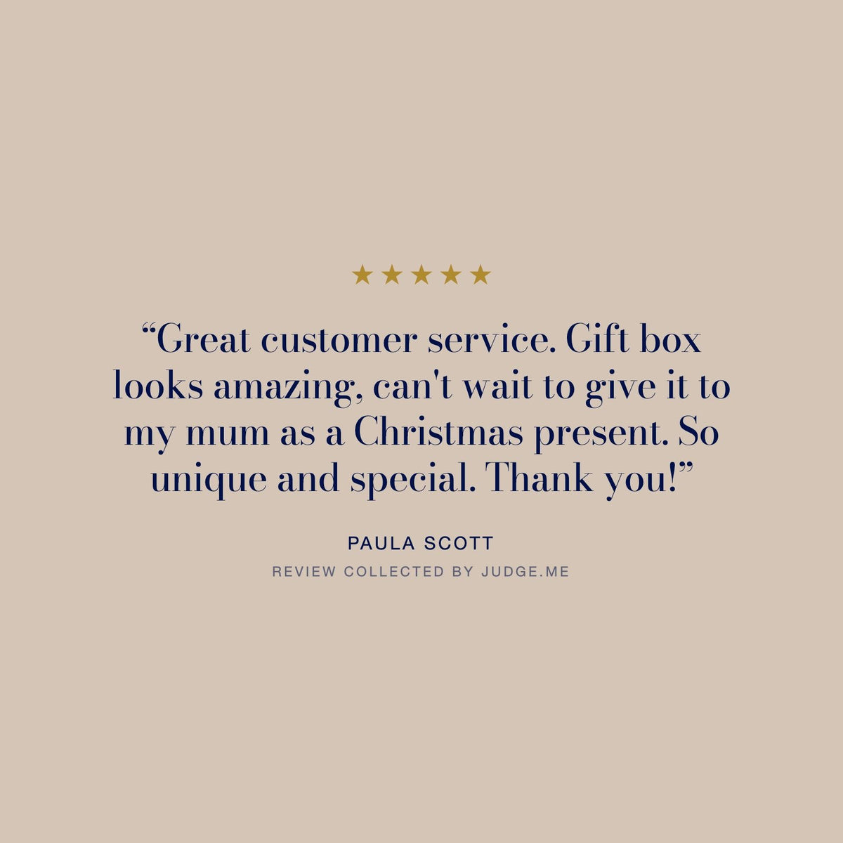 Five star customer review of the Pearl DNA Profile Necklace: “Great customer service. Gift box looks amazing, can't wait to give it to my mum as a Christmas present. So unique and special. Thank you!” Paula Scott, review collected by Judge.me.