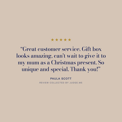 Five star customer review of the Pearl DNA Profile Necklace: “Great customer service. Gift box looks amazing, can't wait to give it to my mum as a Christmas present. So unique and special. Thank you!” Paula Scott, review collected by Judge.me.