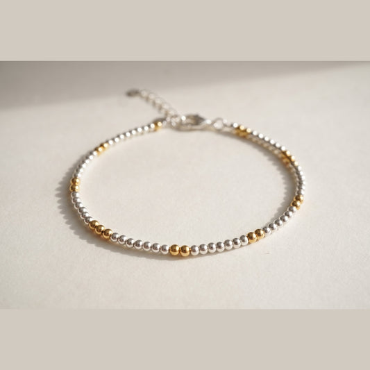 Silver and Gold Clasp DNA Profile Bracelet with silver spheres and gold markers