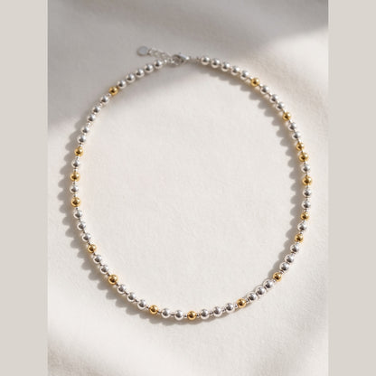 Silver and Gold Pattern DNA Profile Necklace with silver spheres and gold markers