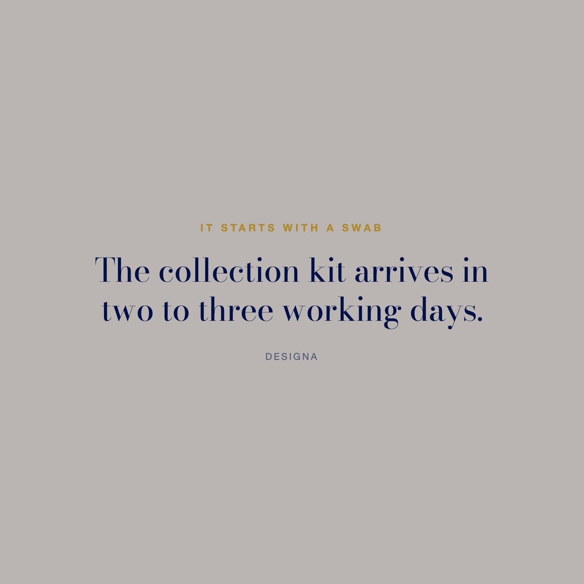 DesigNA card. It starts with a swab: The collection kit arrives in two to three working days.