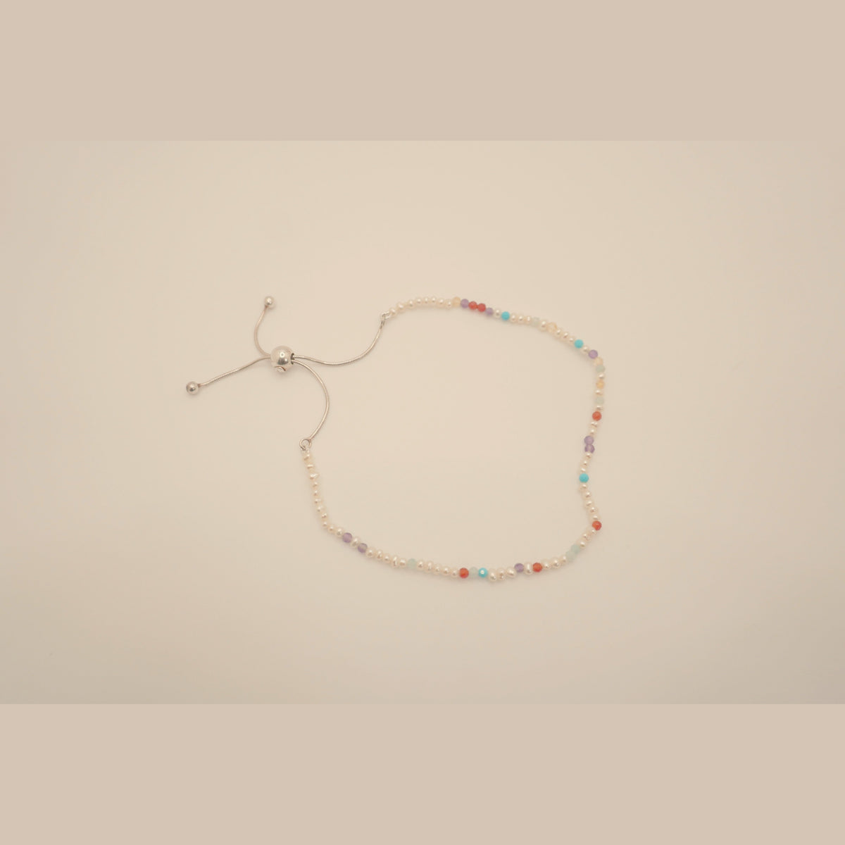 Spider Pearl Clasp DNA Profile Bracelet with freshwater pearls and gemstone markers, adjustable slider clasp