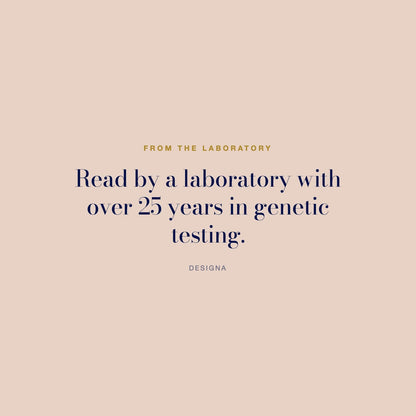DesigNA card. From the laboratory: Read by a laboratory with over 25 years in genetic testing.