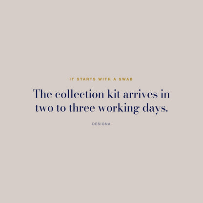 DesigNA card. It starts with a swab: The collection kit arrives in two to three working days.