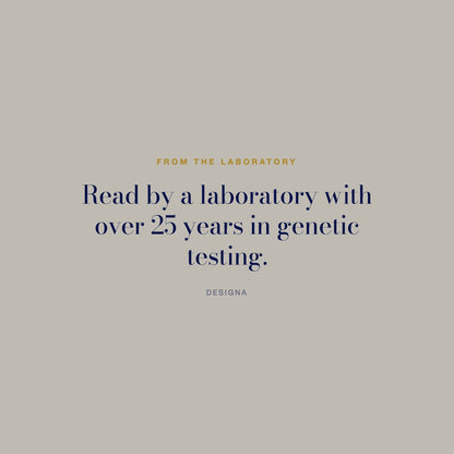 DesigNA card. From the laboratory: Read by a laboratory with over 25 years in genetic testing.